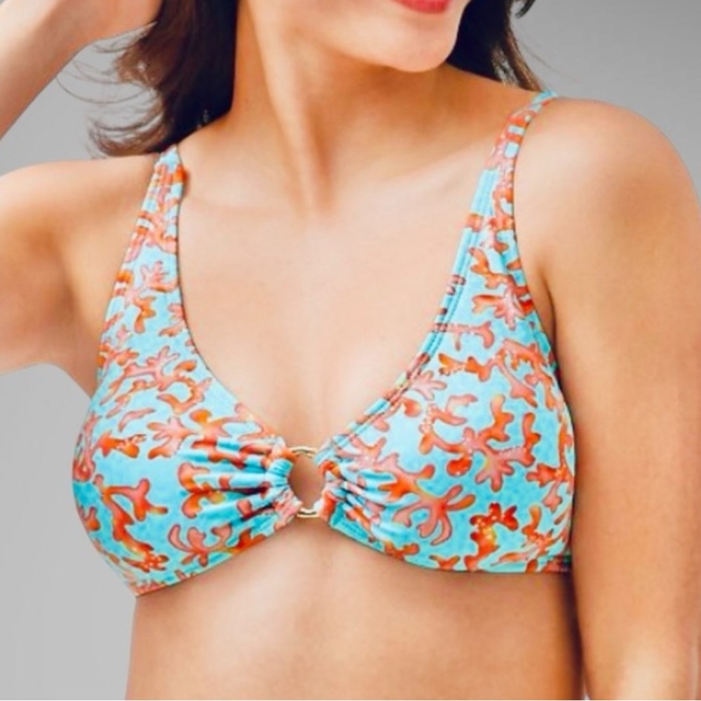 Tommy Bahama Coral Cabana Ring front Bikini Top - Small New